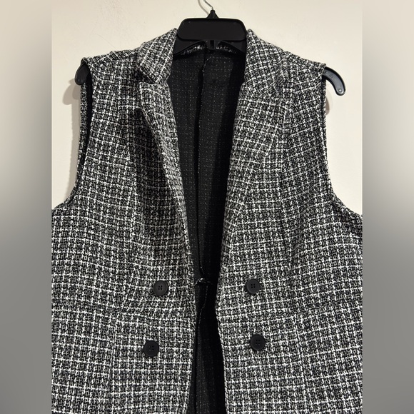 NewWomen's Black & White Plaid Collar Double-Breasted Jacket & Skirt Set Size XL - Picture 7 of 16